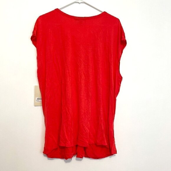 NEW NWT SEJOUR Plus Size Twisted Front Top Coral Red / Pink Short Cap Sleeve 2X - Picture 10 of 11